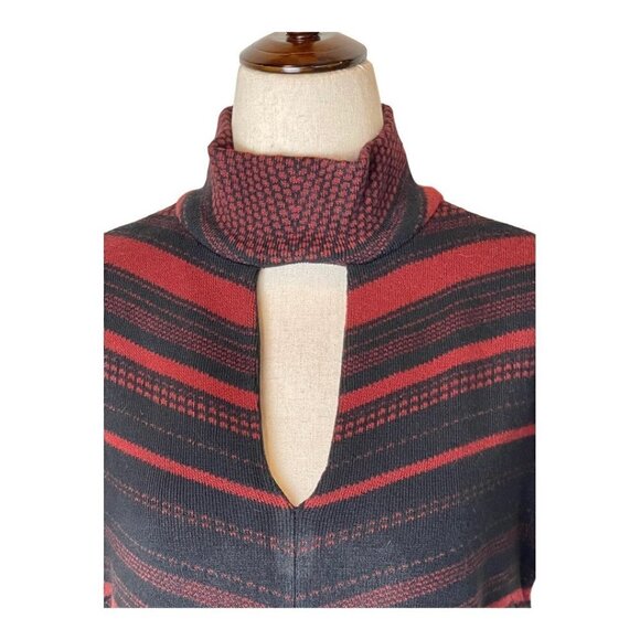 Amanda Uprichard Black And Red Knit Keyhole Mock Neck Sweater Dress Size M‎ - Picture 4 of 8